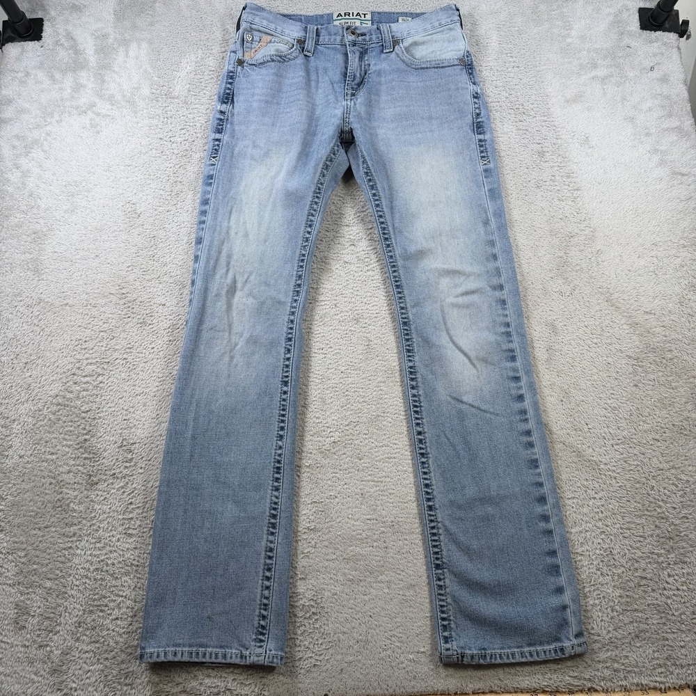 Ariat M7 Jeans Mens 30x34 Blue Slim Fit Straight Leg Denim Stretch Rodeo Western